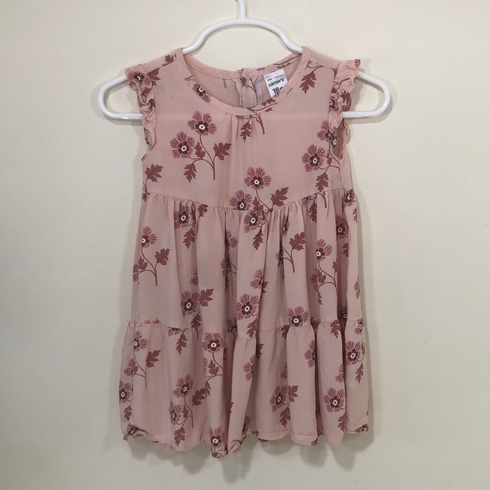 Pink floral print dress - 18 mos.